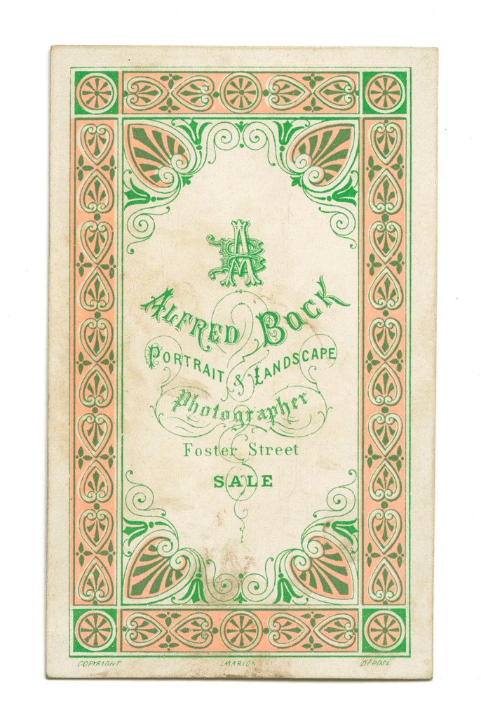 Alfred Bock (Australian, 1835-1920) 'Untitled (Portrait of a man)' c. 1867-1882 (verso)