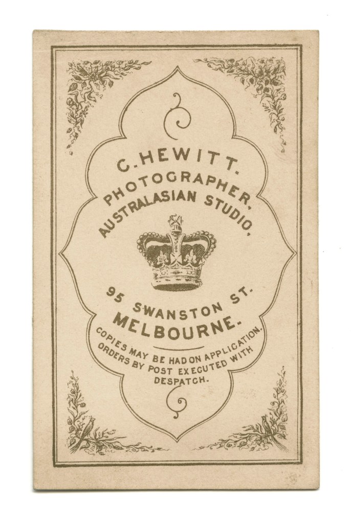 Charles Hewitt (Australian, 1837-1912) (active c. 1860 - c. 1899) 'Untitled (Oval of a man)' c. 1866-1880 (verso)