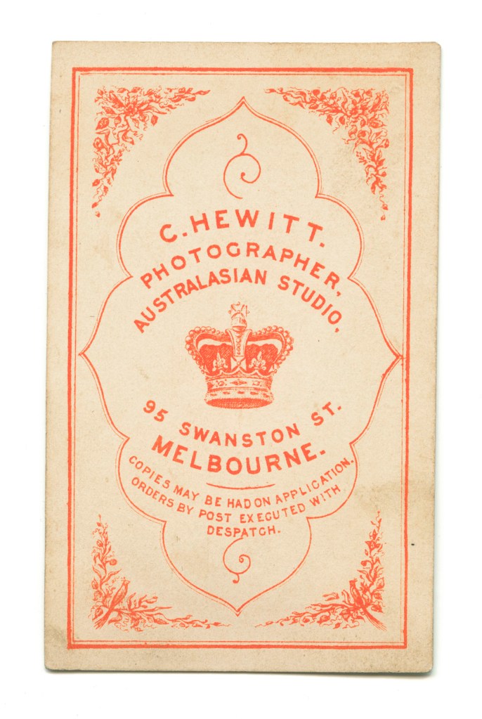 Charles Hewitt (Australian, 1837-1912) (active c. 1860 - c. 1899) Untitled (Vignette of a man) c. 1866-1880 (verso)