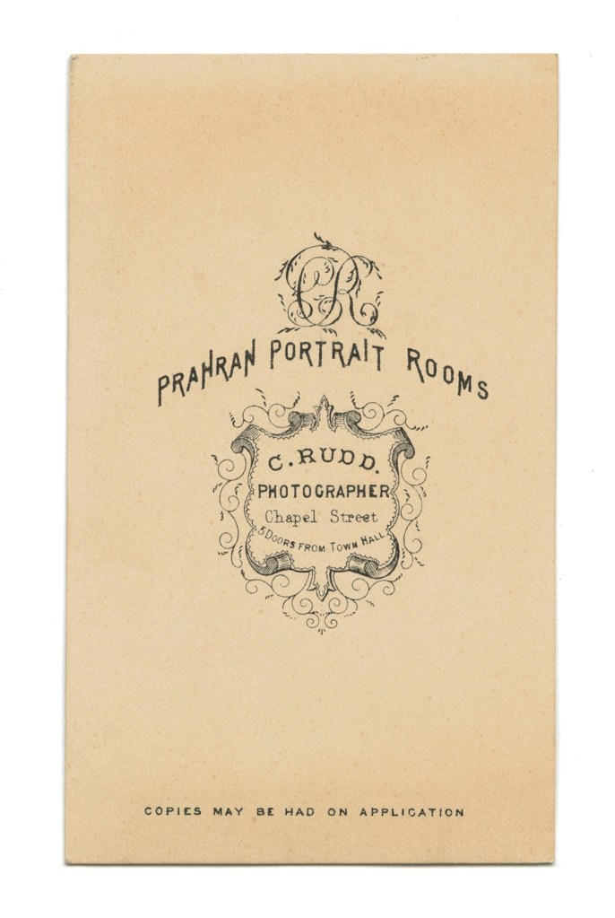 C. Rudd & Co (Australian) 'Untitled (Standing man)' c. 1872 (verso)