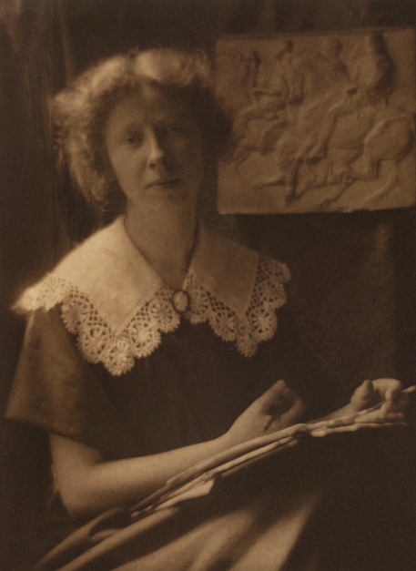 Imogen Cunningham (American, 1883-1976) 'Self-Portrait with Elgin Marbles, London' 1910