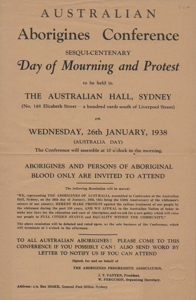 'Poster advertising the Day of Mourning' 1938