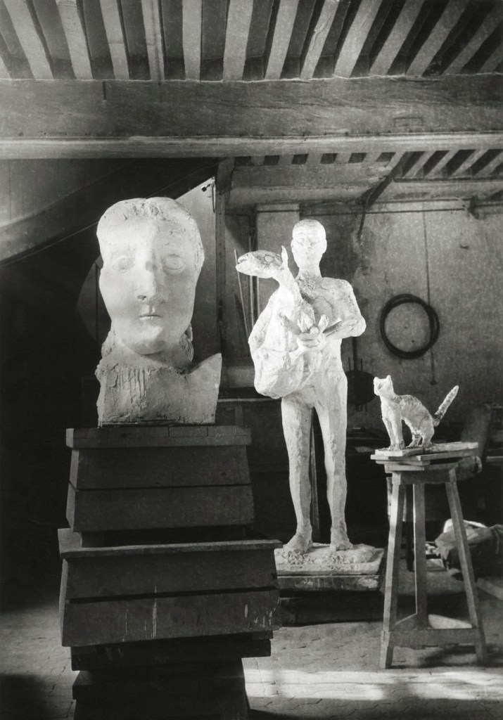Brassaï (Hungarian-French, 1899-1984) 'Man with Ram (1943), Bust of Dora Maar (1941) and Seated Cat (1941-1943) by Pablo Picasso, Paris' 1943