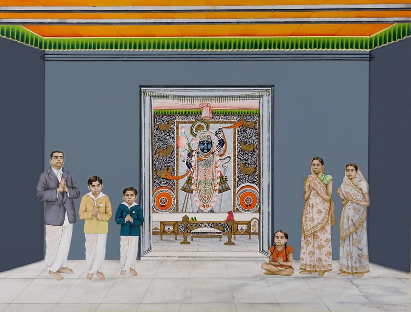 Khubiram Gopilal (Indian, 1891-1970) 'A family worshipping deity Shrinathji during the festival of Nanda' c. 1940