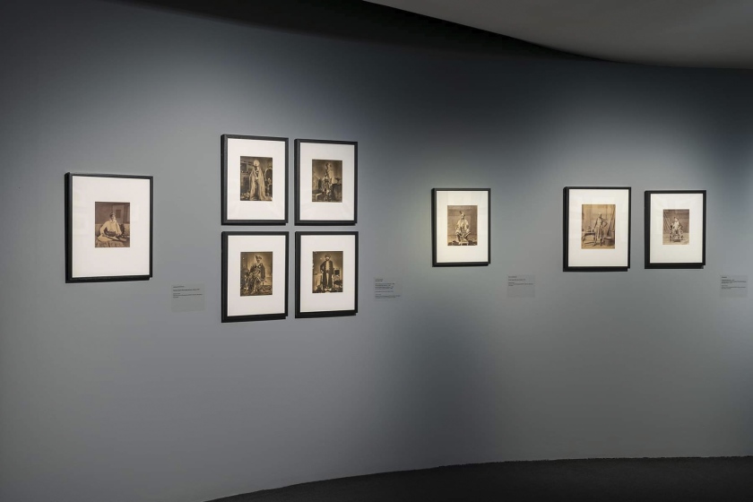 Installation view of the exhibition Visions of India: from the colonial to the contemporary at the Monash Gallery of Art showing artworks (left to right) by Johnson & Hoffman, Lala Deen Dayal and Bourne & Shepherd