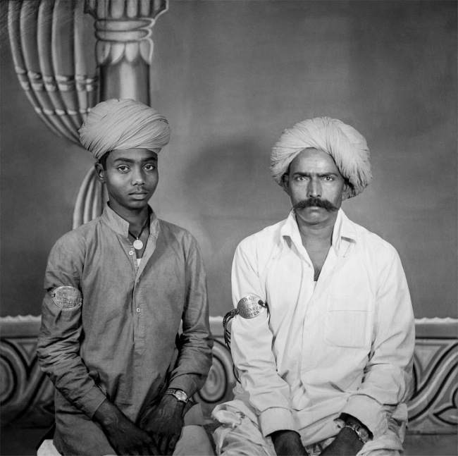 Suresh Punjabi (Indian, b. 1957) 'Untitled (Two train porters, Behru Singh and his son Laxman)' 1983