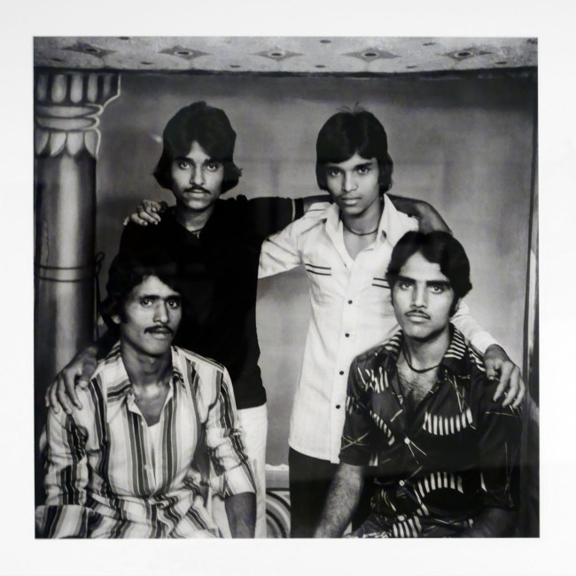 Suresh Punjabi (Indian, b. 1957) 'Untitled (Group portrait of four friends), Suhag Studio, Nagda, Madhya Pradesh' 1985 (installation view)