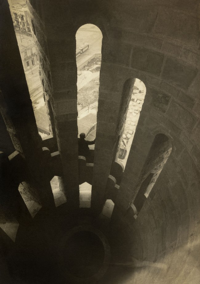 Adolf Mas (Spanish, 1861-1936) 'Interior of a Tower in the Sagrada Familia' 1905