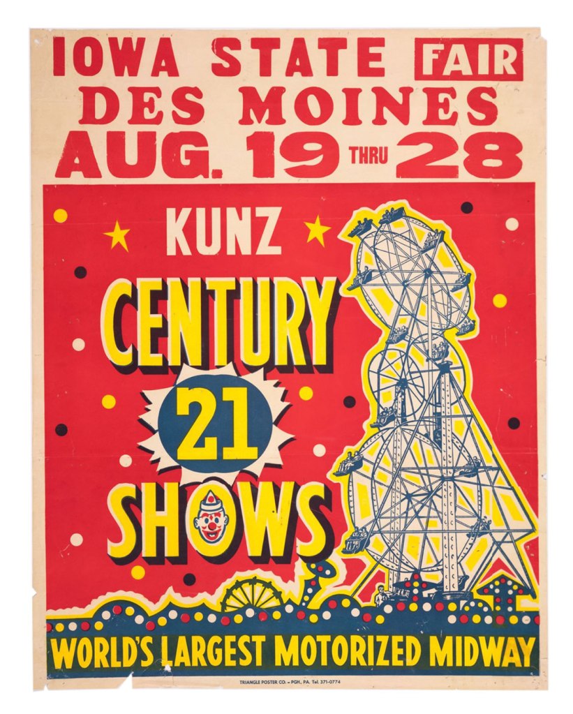 Triangle Poster & Printing Company (printer) 'Kunz Century 21 Shows: world's largest motorized midway' c. 1966