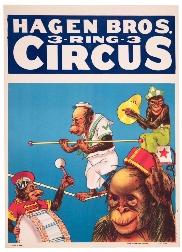 Globe Poster Corp. (printer) 'Hagen Bros. 3-Ring-3 Circus' between 1950 and 1961