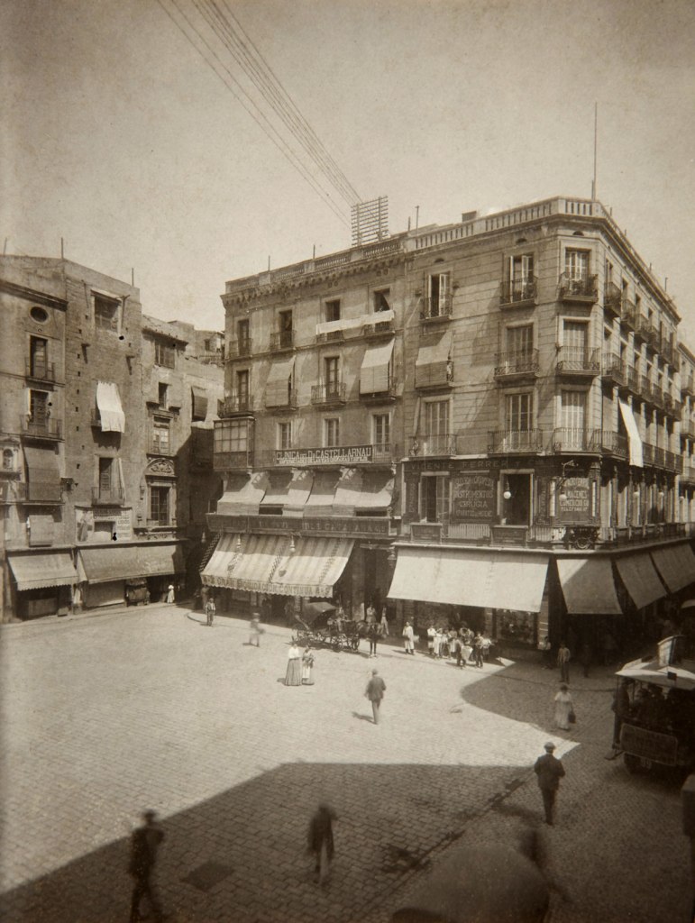 Adolf Mas (Spanish, 1861-1936) 'Plaça Nova (plaça de l'Àngel) i entrades als carrers de la Princesa i de la Bòria' (Nova Square (Square of the Angel) with the entrance to the Street of the Princess and the Boria) Before 1911