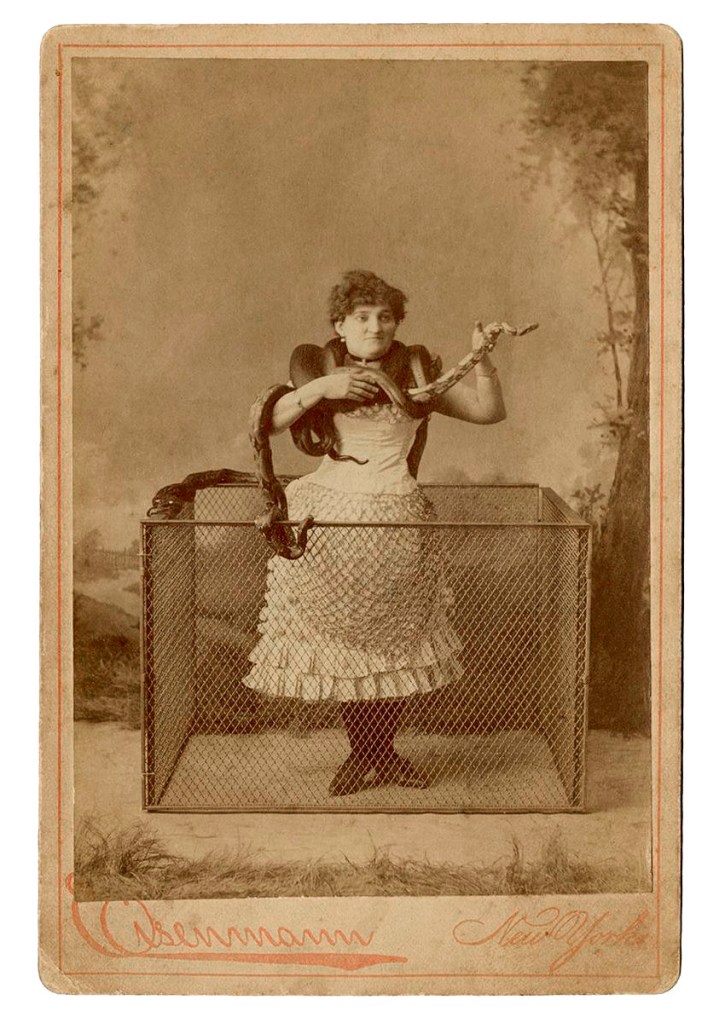 Charles Eisenmann (American, 1855-1927) 'Amy Arlington, snake charmer' c. 1880s-1890s