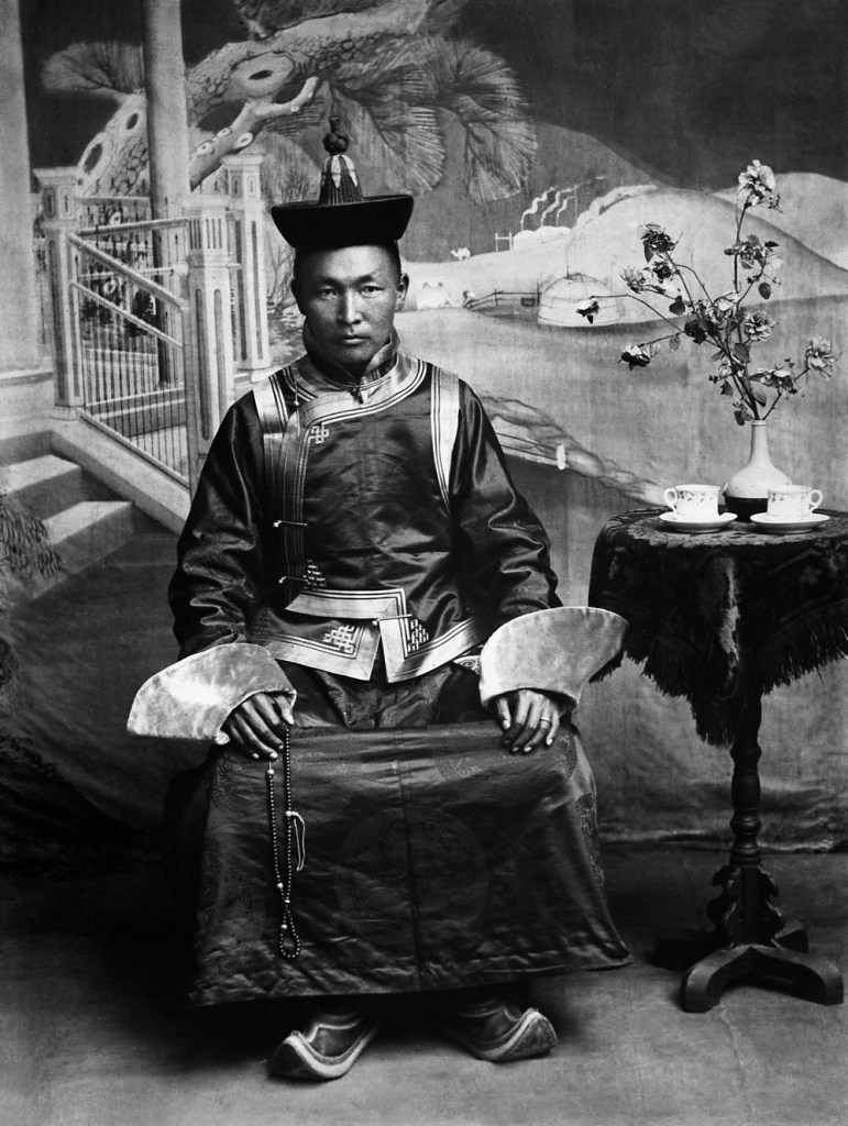 Unknown photographer. 'Untitled [Mongolian man with two teacups and saucers]' 1910s-1920s