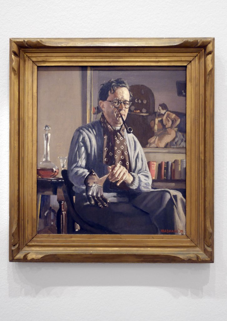 Herbert Badham (Australian, 1899-1961) 'Self portrait with glove' 1939 (installation view)