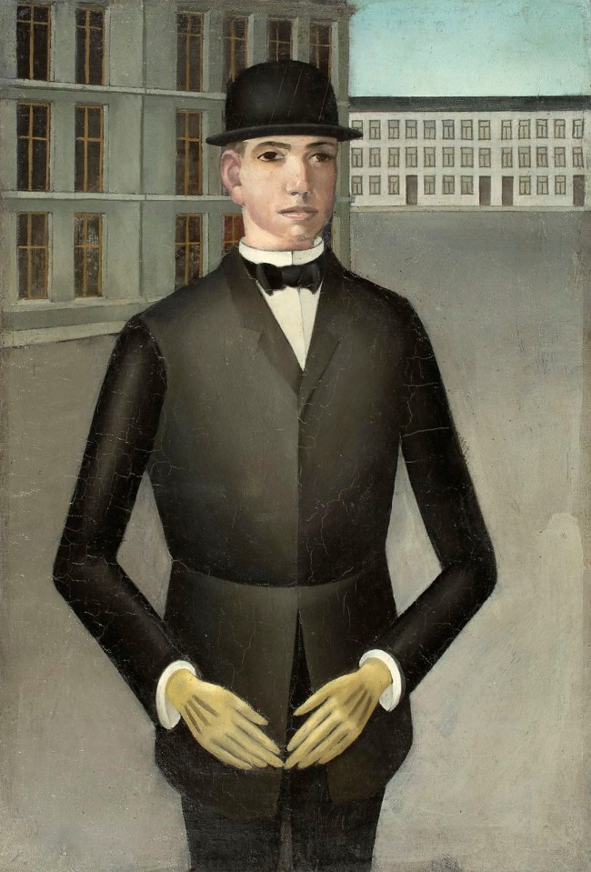 Anton Räderscheidt (German, 1892-1970) 'Junger Mann mit gelben Handschuhen' (Young man with yellow gloves) 1921