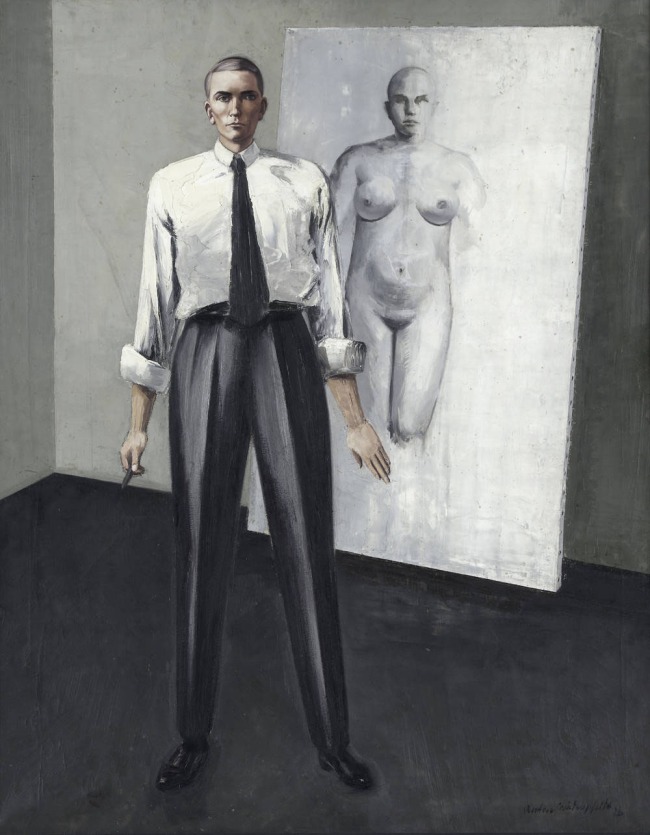 Anton Räderscheidt (German, 1892-1970) 'Painter with Model (Self Portrait)' 1928