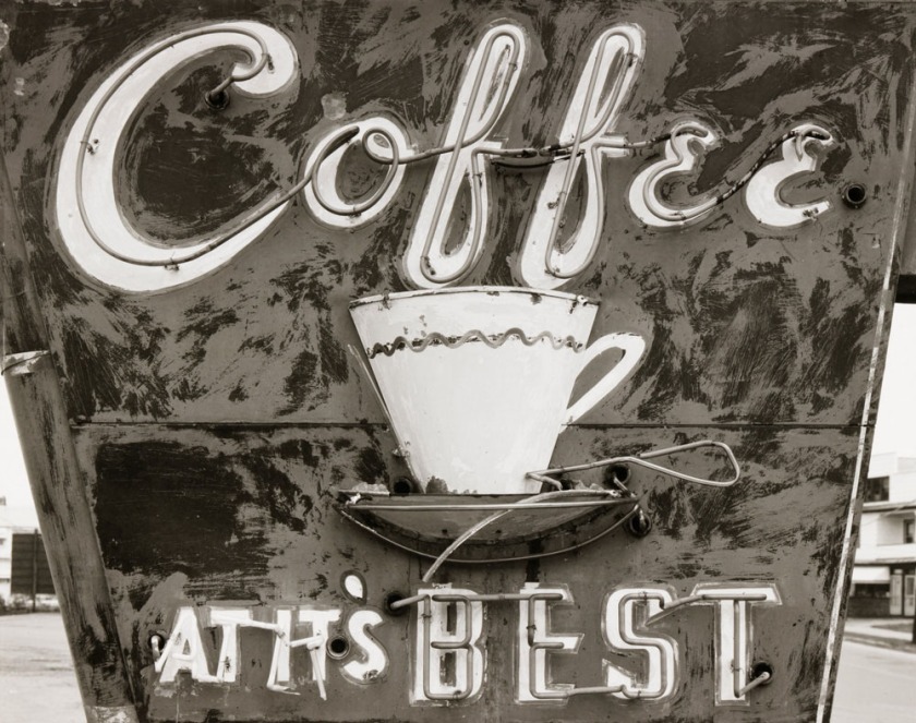Jim Dow (American, b. 1942) 'Coffee At It's Best Sign. US 11, Pittston, Pennsylvania' 1973