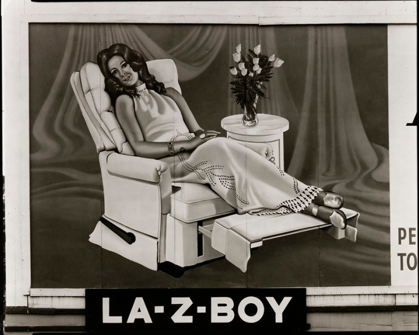 Jim Dow (American, b. 1942) 'Lady Reclining on La-Z-Boy Sign. PA 61, Shamokin, Pennsylvania' 1973