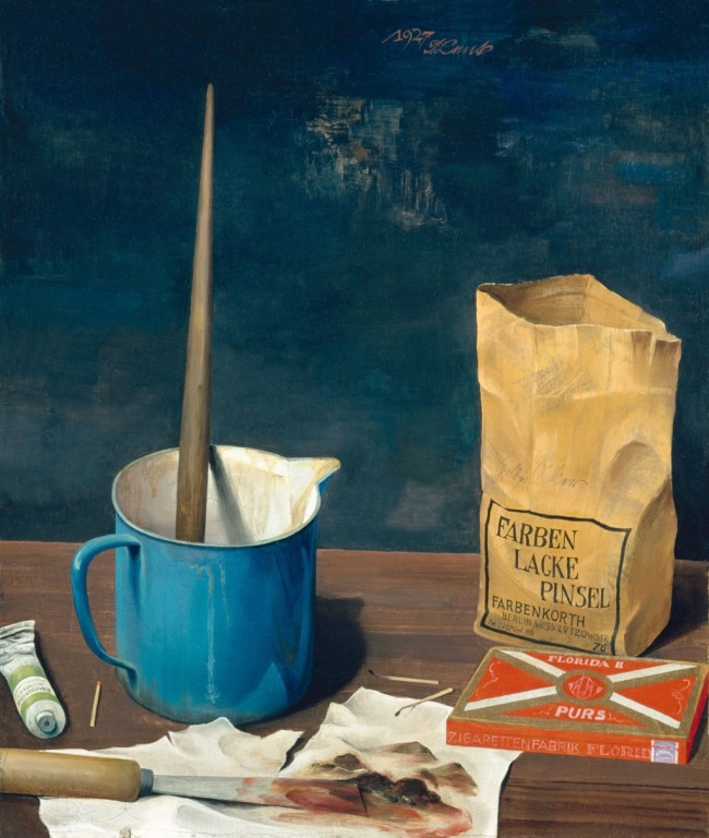 Franz Lenk (German, 1898-1968) 'Stillleben mit gelber Tüte' (Still life with a yellow bag ) 1927