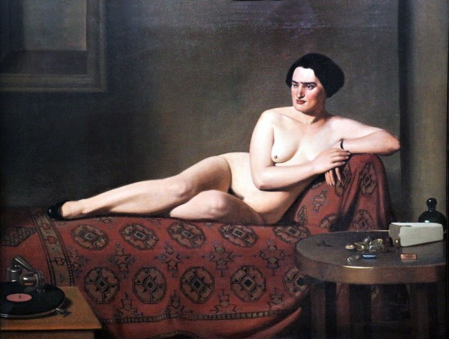 Georg Scholz (German, 1890-1945) 'Weiblicher Akt auf dem Sofa' (Female nude on the sofa) 1928