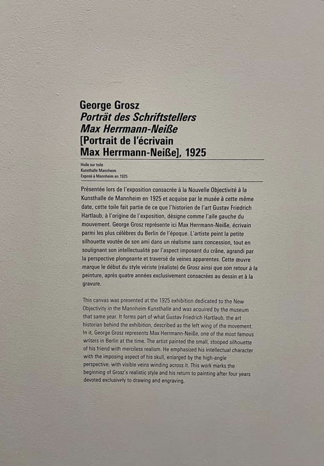 Wall text from the exhibition 'Germany / 1920s / New Objectivity / August Sander' at Centre Pompidou, Paris