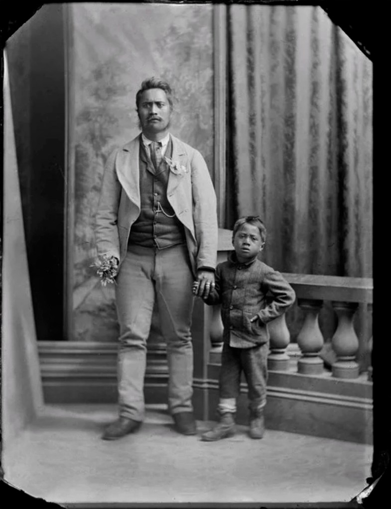 William James Harding (New Zealand, 1826-1899) 'Unidentified Maori man and his son' 1870-1889