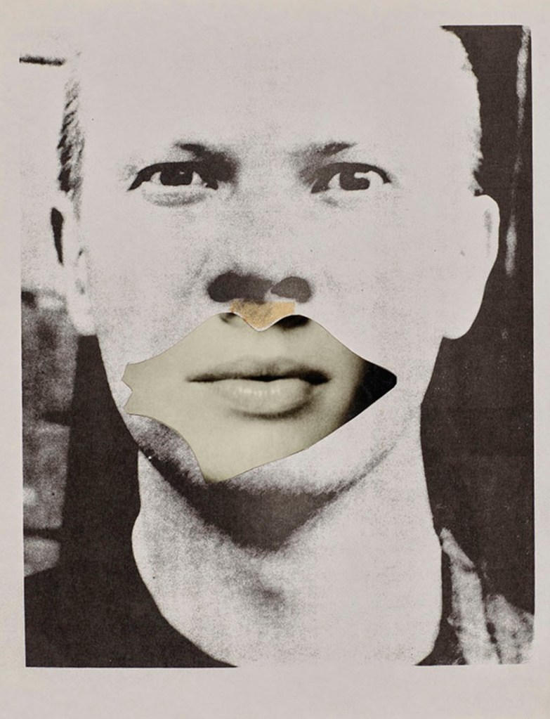 Ray Johnson (American, 1927-1995) 'Untitled (Ara Ignatius portrait with a photograph of lips)' Undated Ray Johnson (American, 1927-1995) 'Untitled (Ara Ignatius portrait with a photograph of lips)' Undated