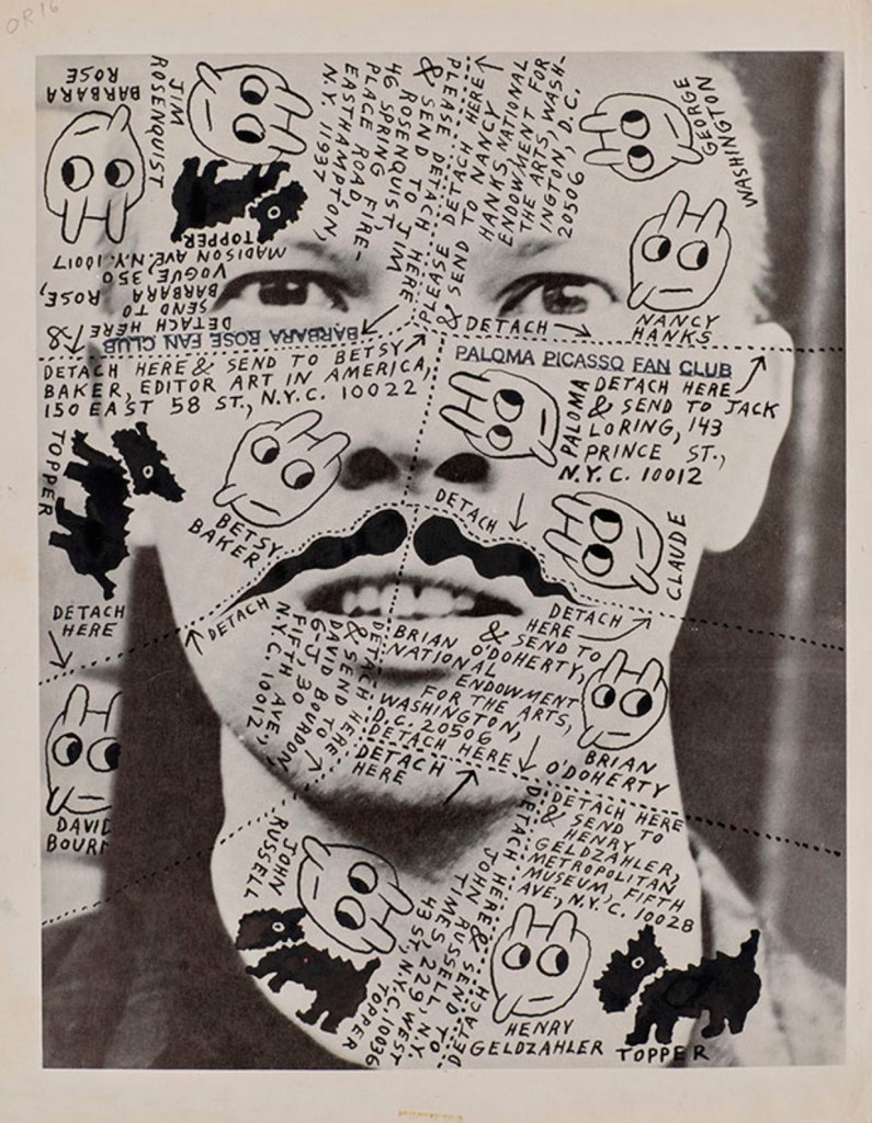 Ray Johnson (American, 1927-1995) 'Untitled (Ara Ignatius portrait with bunnyheads)' Undated Ray Johnson (American, 1927-1995) 'Untitled (Ara Ignatius portrait with bunnyheads)' Undated
