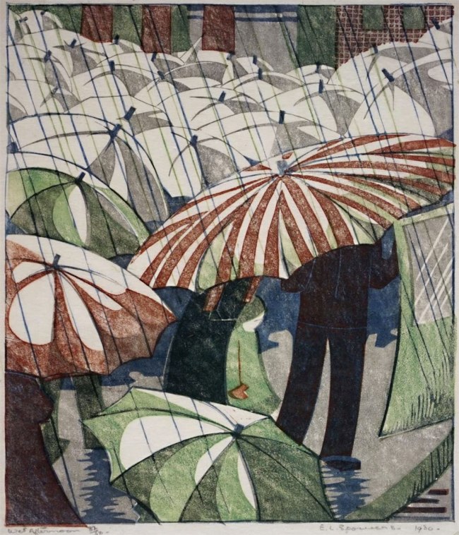 Ethel Spowers (Australian, 1890-1947) 'Wet afternoon' 1930