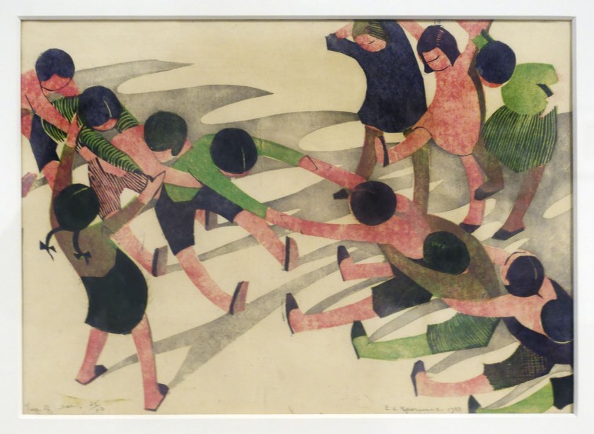 Ethel Spowers (Australian, 1890-1947) 'Tug of war' 1933 (installation view)
