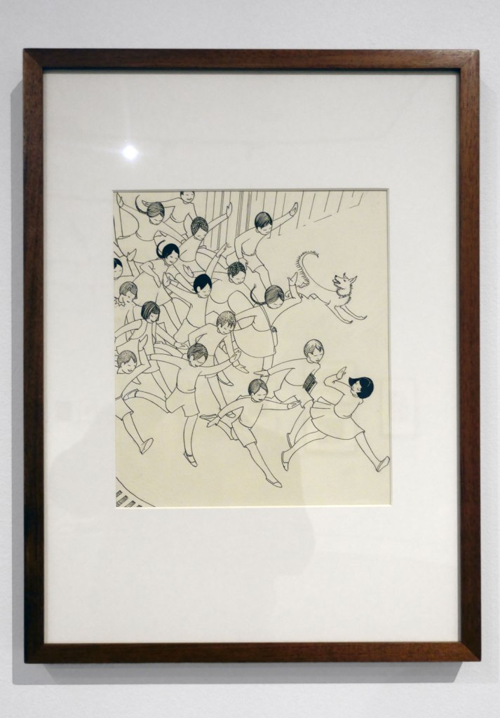 Ethel Spowers (Australian, 1890-1947) 'Drawing for the linocut 'School is out'' 1936 (installation view)