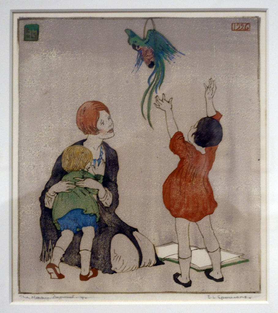 Ethel Spowers (Australian, 1890-1947) 'The noisy parrot' 1926 (installation view)