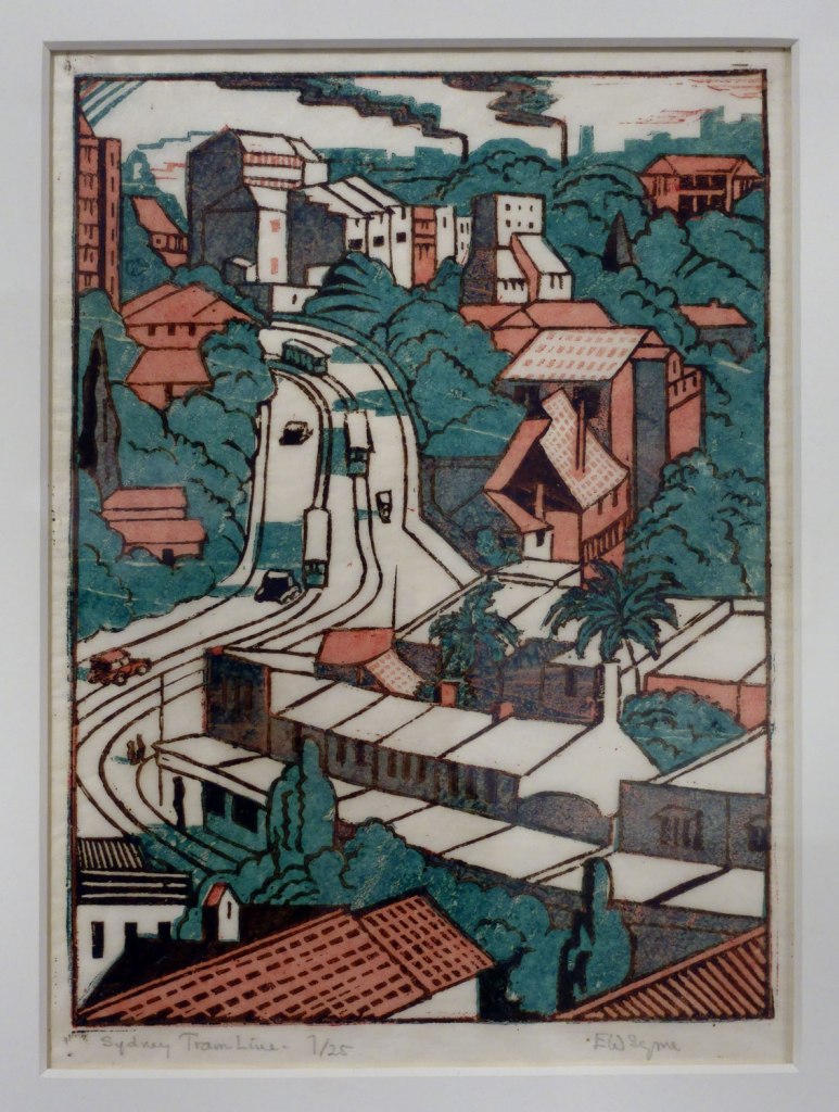 Eveline Syme (Australian, 1888-1961) 'Sydney tram line' 1936 (installation view)