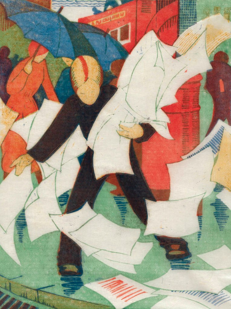 Ethel Spowers (Australian, 1890-1947) 'The gust of wind' 1931 from the exhibition 'Spowers & Syme' at the Geelong Art Gallery, Victoria, July - Oct, 2022