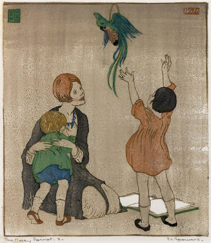 Ethel Spowers (Australian, 1890-1947) 'The noisy parrot' 1926