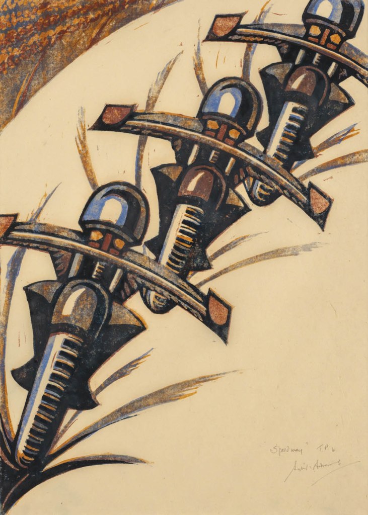 Sybil Andrews (English-Canadian, 1898-1992) 'Speedway' 1934