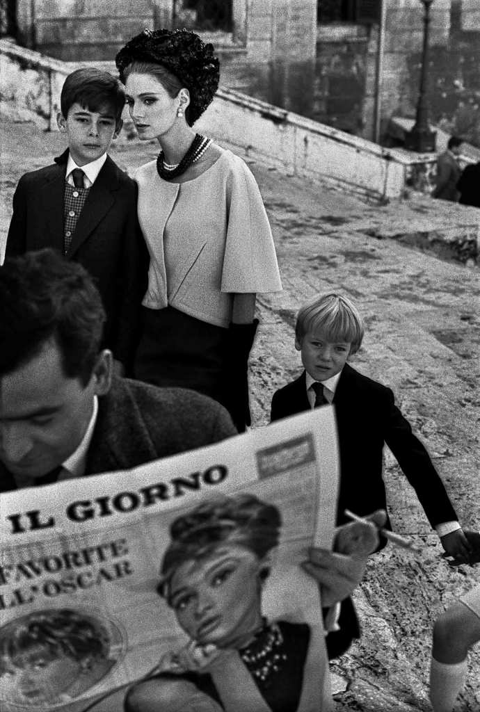 Frank Horvat (Italian, 1928-2020) 'Deborah Dixon on the steps of Piazza di Spagna, Italian haute couture, Rome, Italy, for Harper's Bazaar' 1962