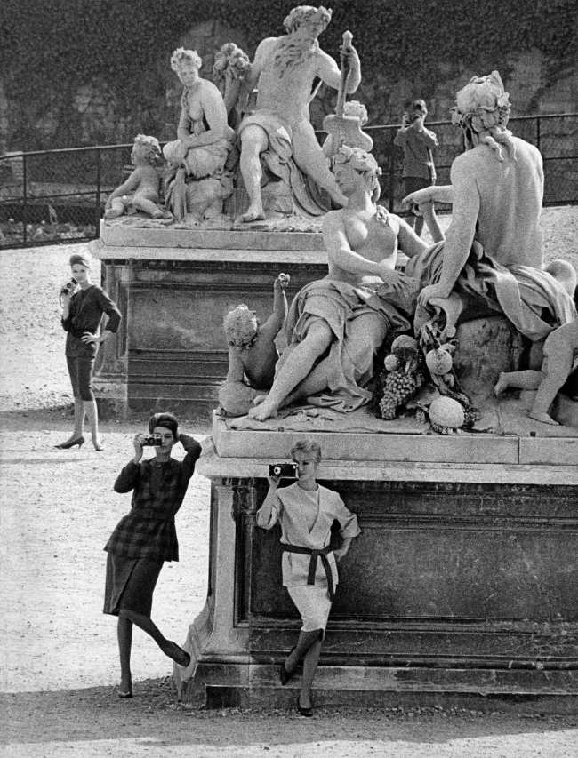 Frank Horvat (Italian, 1928-2020) 'Iris Bianchi and Agnès Varda, Paris, French haute couture, for Harper's Bazaar' 1962