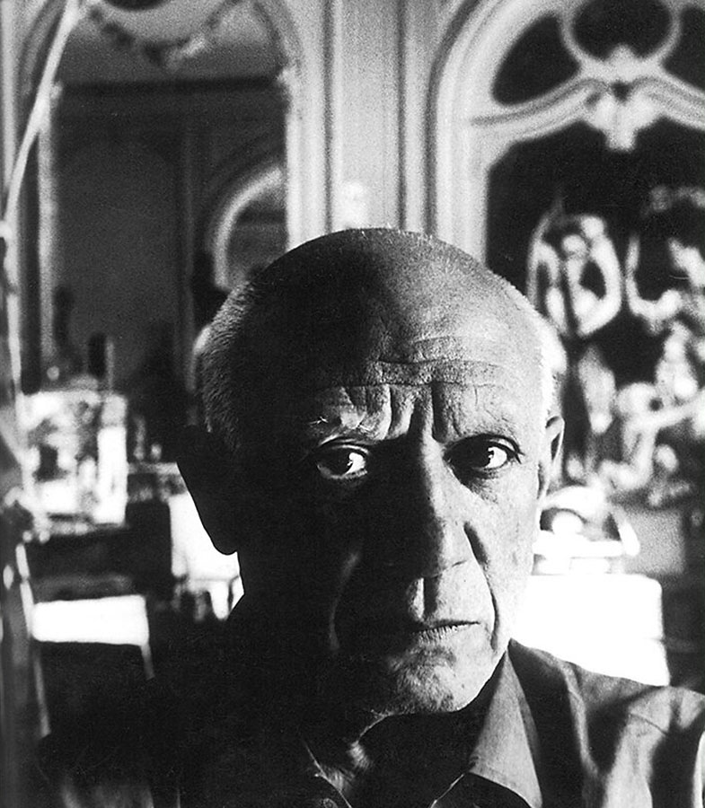 Bill Brandt (British born Germany, 1904-1983) 'Pablo Picasso at "La Californie"' 1955 from the exhibition 'Bill Brandt: Inside the Mirror' at Tate Britain, London, Oct, 2022 - Jan, 2023