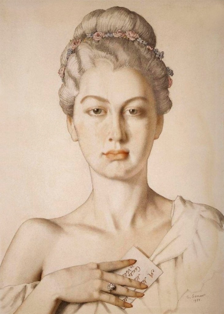 Konstantin Somov (Russian, 1869-1939) 'Portrait of Cécile de Volanges' 1934