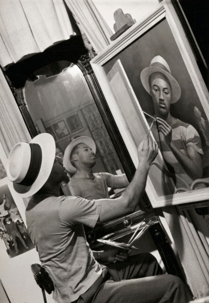 Morgan and Marvin Smith (American, 1910-1993)(American, 1910-2003) 'Marvin Painting a Self-Portrait' c. 1940