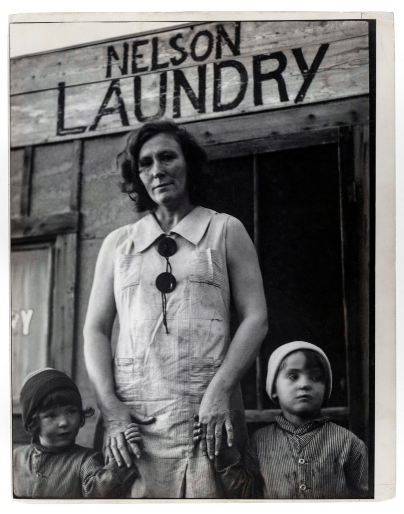 Margaret Bourke‑White (American, 1904-1971) 'Mrs. Nelson and her two children outside her laundry which she operates without running water' 1936 from the exhibition 'Life Magazine and the Power of Photography' at the Museum of Fine Arts, Boston (MFA), Oct, 2022 - Jan, 2023