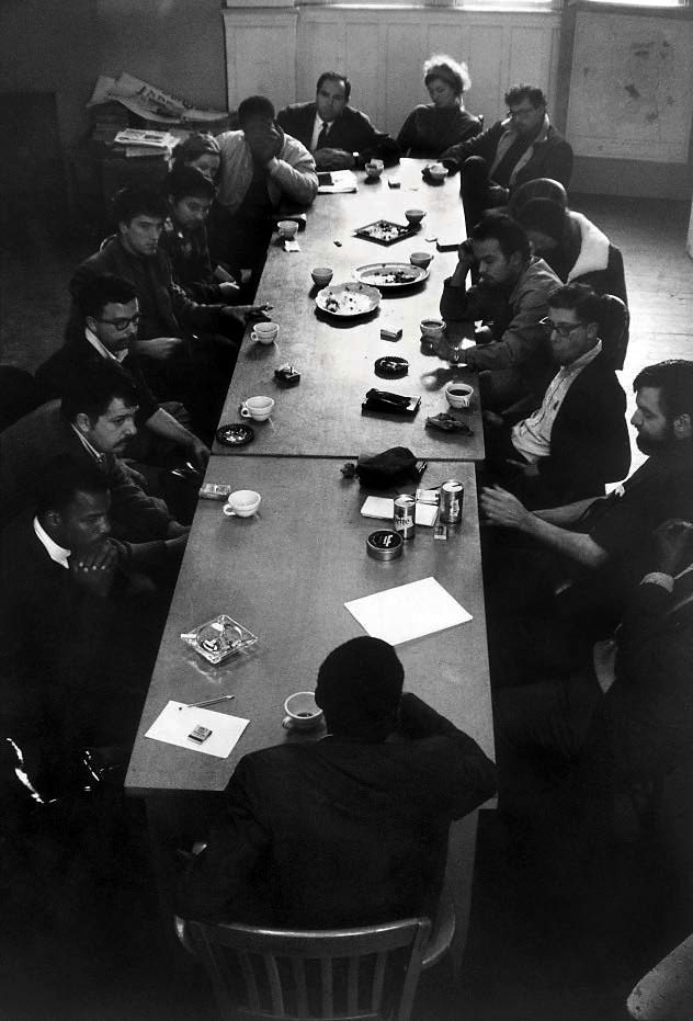 Gordon Parks (American, 1912-2006) 'Carmichael (bottom) speaking to SNCC members and staff of The Movement, including Terry Cannon (top right, wearing glasses) and Bobbi Ricca (top right), San Francisco' 1966
