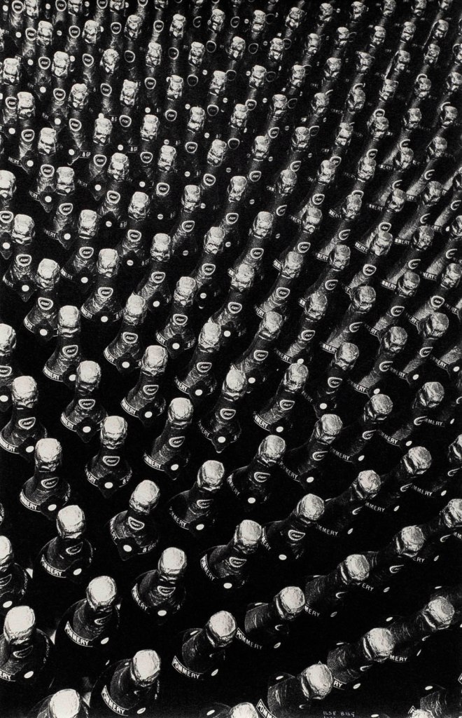 Ilse Bing (American born Germany, 1899-1998) 'Pommery Champagne Bottles' 1933