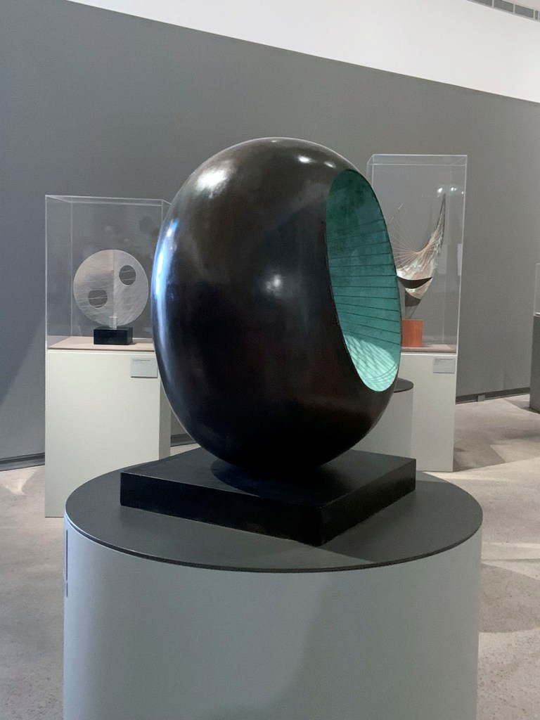 Barbara Hepworth (British, 1903-1975) 'Spring' 1966 (installation view) from the exhibition 'Barbara Hepworth: In Equilibrium' at the Heide Museum of Modern Art, Melbourne, Nov 2022 - March 2023