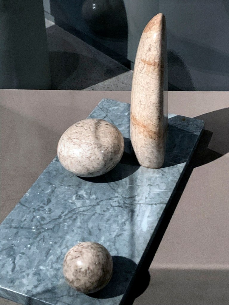 Barbara Hepworth (British, 1903-1975) 'Three Forms (Carving in Grey Alabaster)' 1935 (installation view)