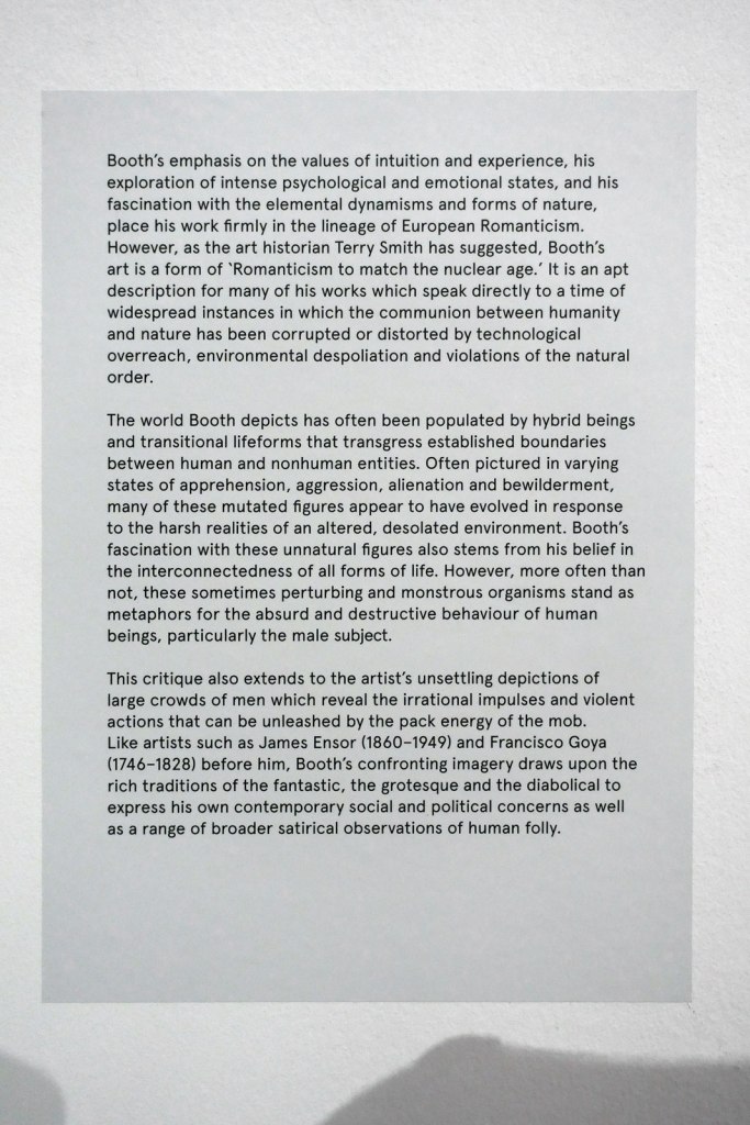 Introductory wall text from the exhibition 'Peter Booth' at the TarraWarra Museum of Art