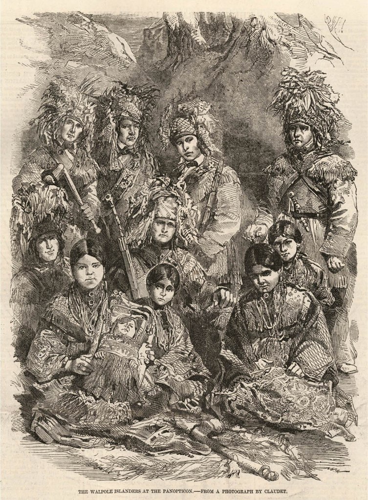 Engraver unknown (England) 'The Walpole Islanders at the Panopticon. – From a photograph by Claudet' 1856