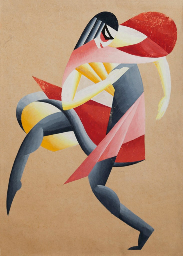 Vadym Meller (Ukrainian, 1884-1962) 'Sketch for choreographic movement "Masks" for Bronislava Nijinska's School of Movements, Kyiv' 1919