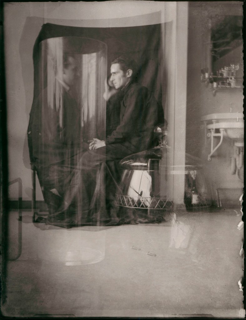 Heinz Loew (German, 1903-1981) 'Doppelportrait Heinz Loew und Hermann Trinkaus im Atelier, Bauhaus Dessau, Doppelbelichtung' (Double portrait of Heinz Loew and Hermann Trinkaus in the studio, Bauhaus Dessau, double exposure) 1927 Heinz Loew (German, 1903-1981) 'Doppelportrait Heinz Loew und Hermann Trinkaus im Atelier, Bauhaus Dessau, Doppelbelichtung' (Double portrait of Heinz Loew and Hermann Trinkaus in the studio, Bauhaus Dessau, double exposure) 1927